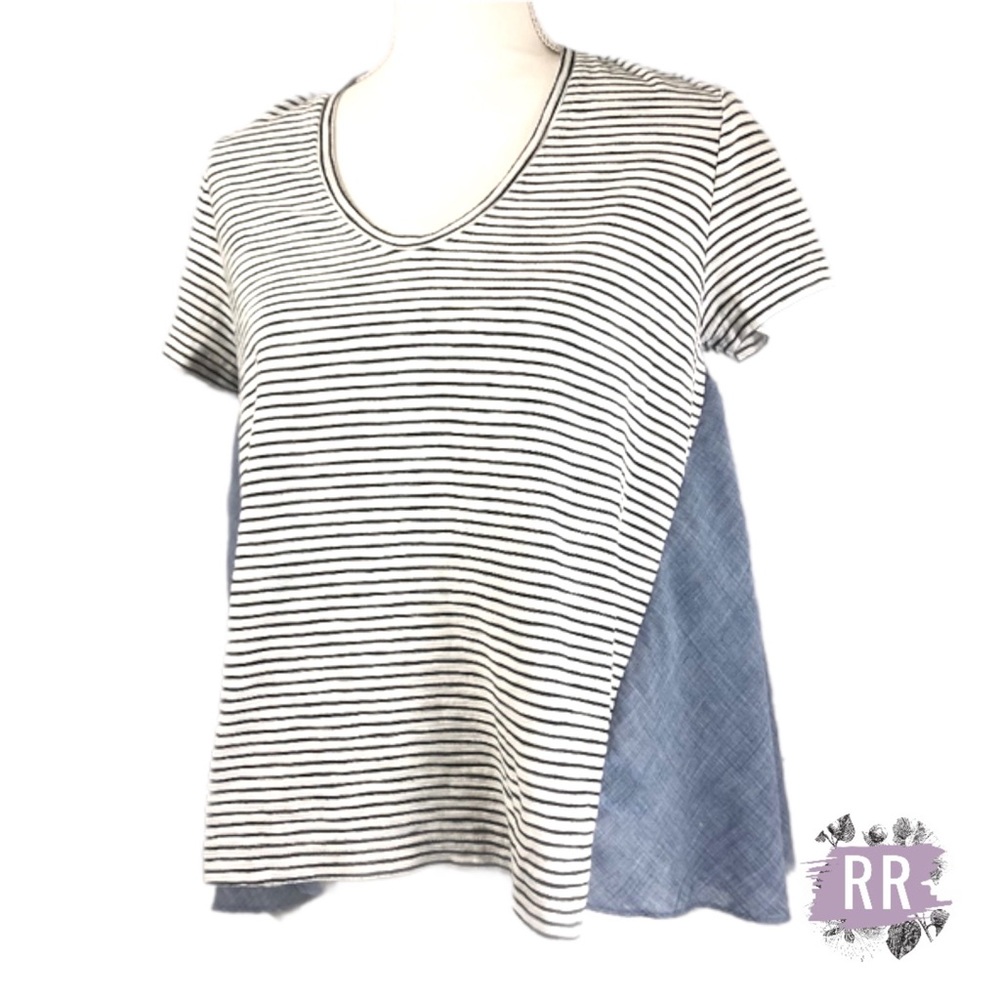 DELETTA Callista Babydoll Mixed Fabric Top PETITE